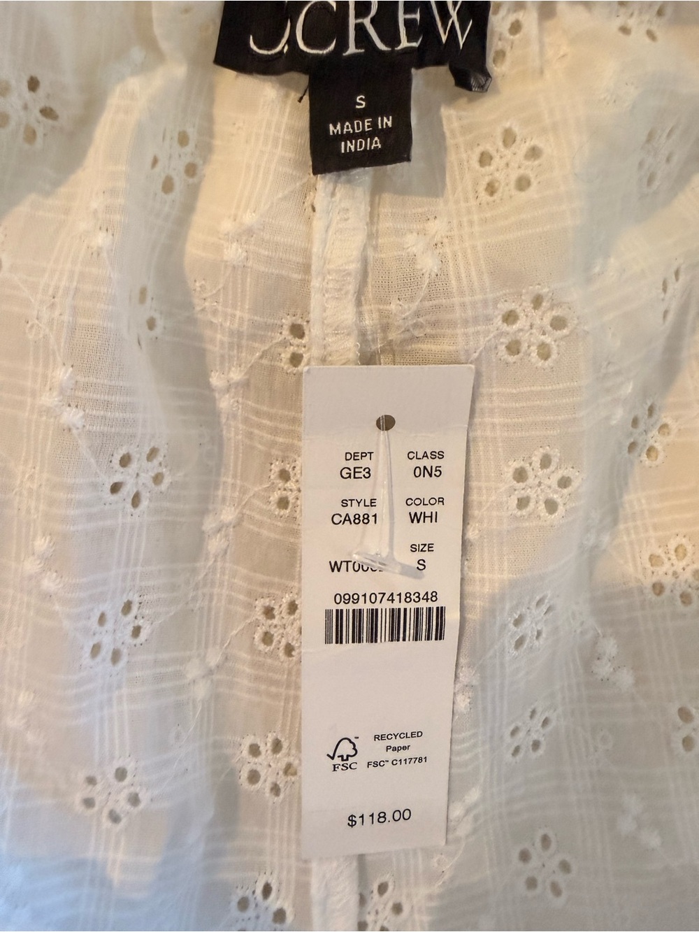 J. Crew White Eyelet Wide-Leg Beach Pants with Tassel Hem - Picture 4 of 5
